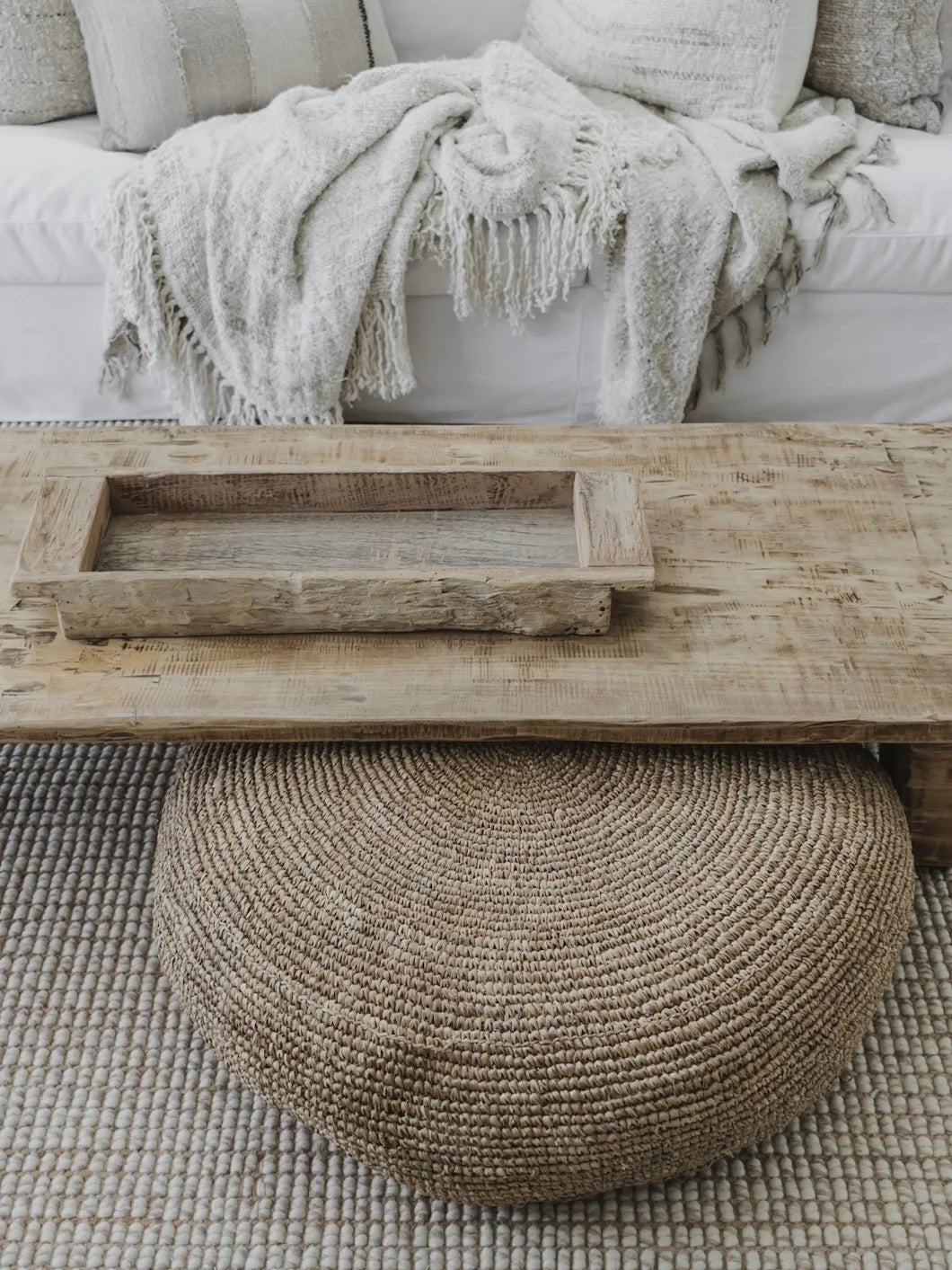 Ohana Raffia Pouffe/Floor Cushion Cover - Round - Wander & Wild Home