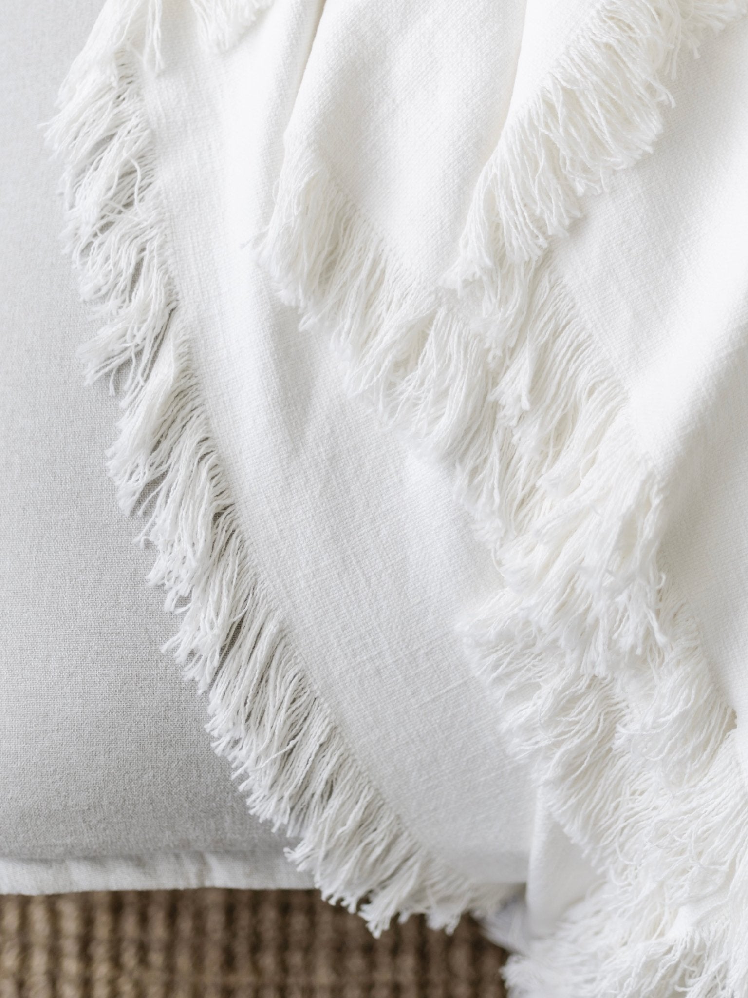 Petra Heavy Linen Throw - Soft White - Wander & Wild Home