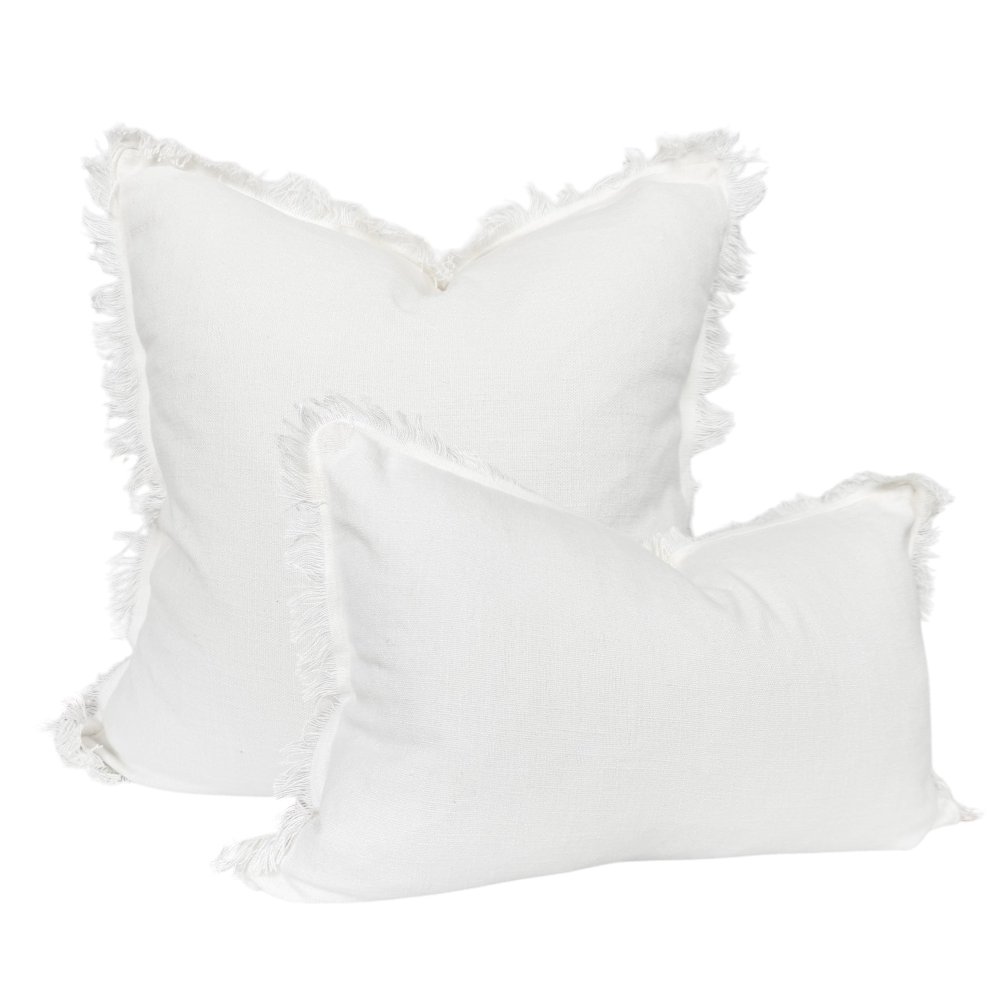 Raya Linen Fringe Cushion - Soft White - Wander & Wild Home