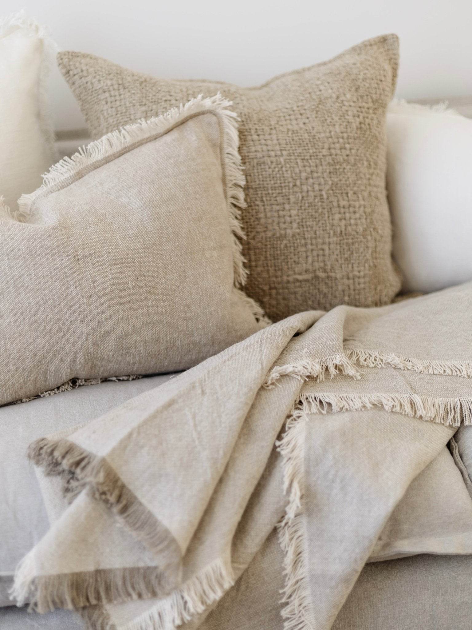 Riva French Linen Throw- Oatmeal/Natural - Wander & Wild Home