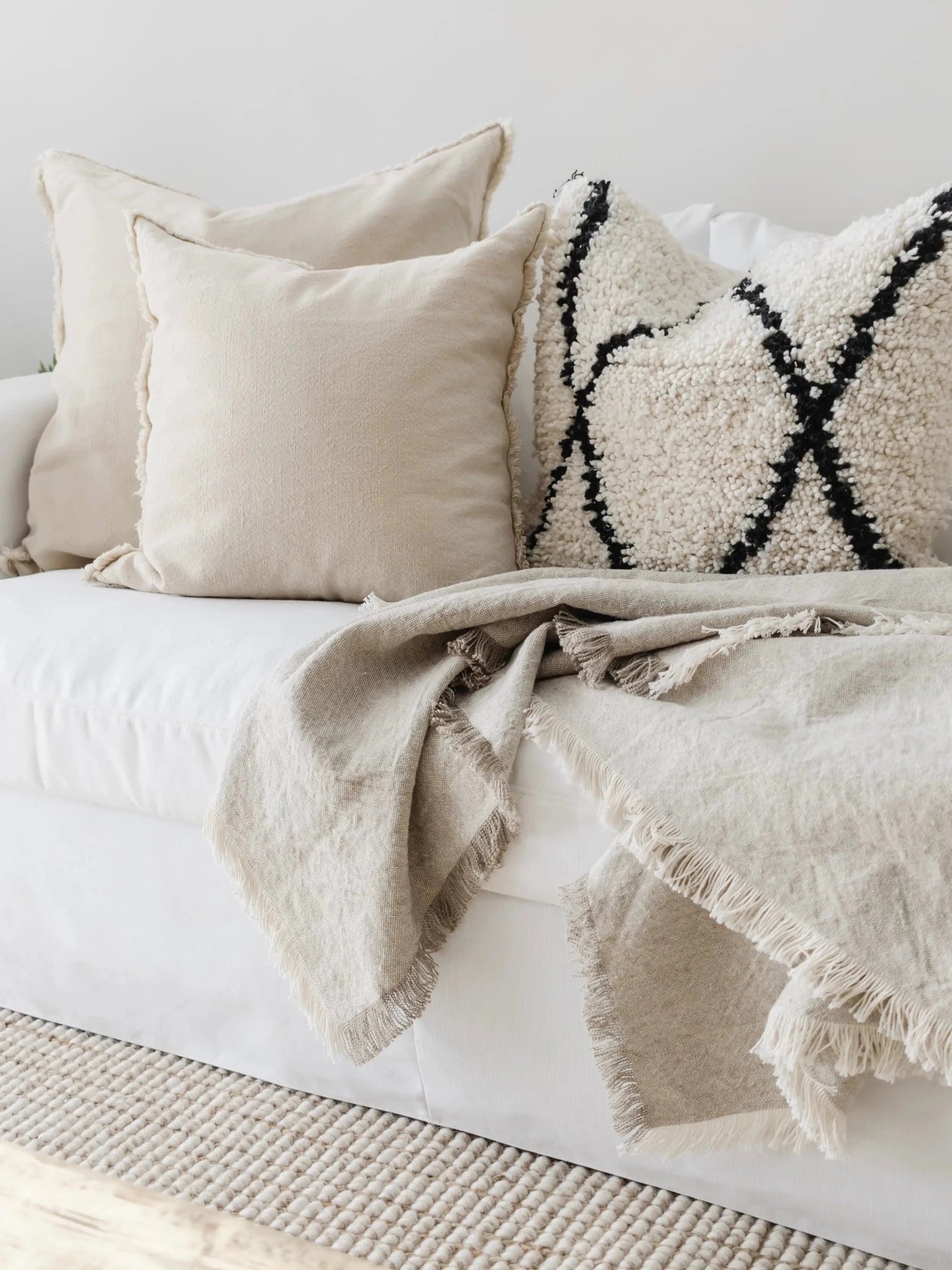 Riva French Linen Throw - Oatmeal/Natural - Wander & Wild Home