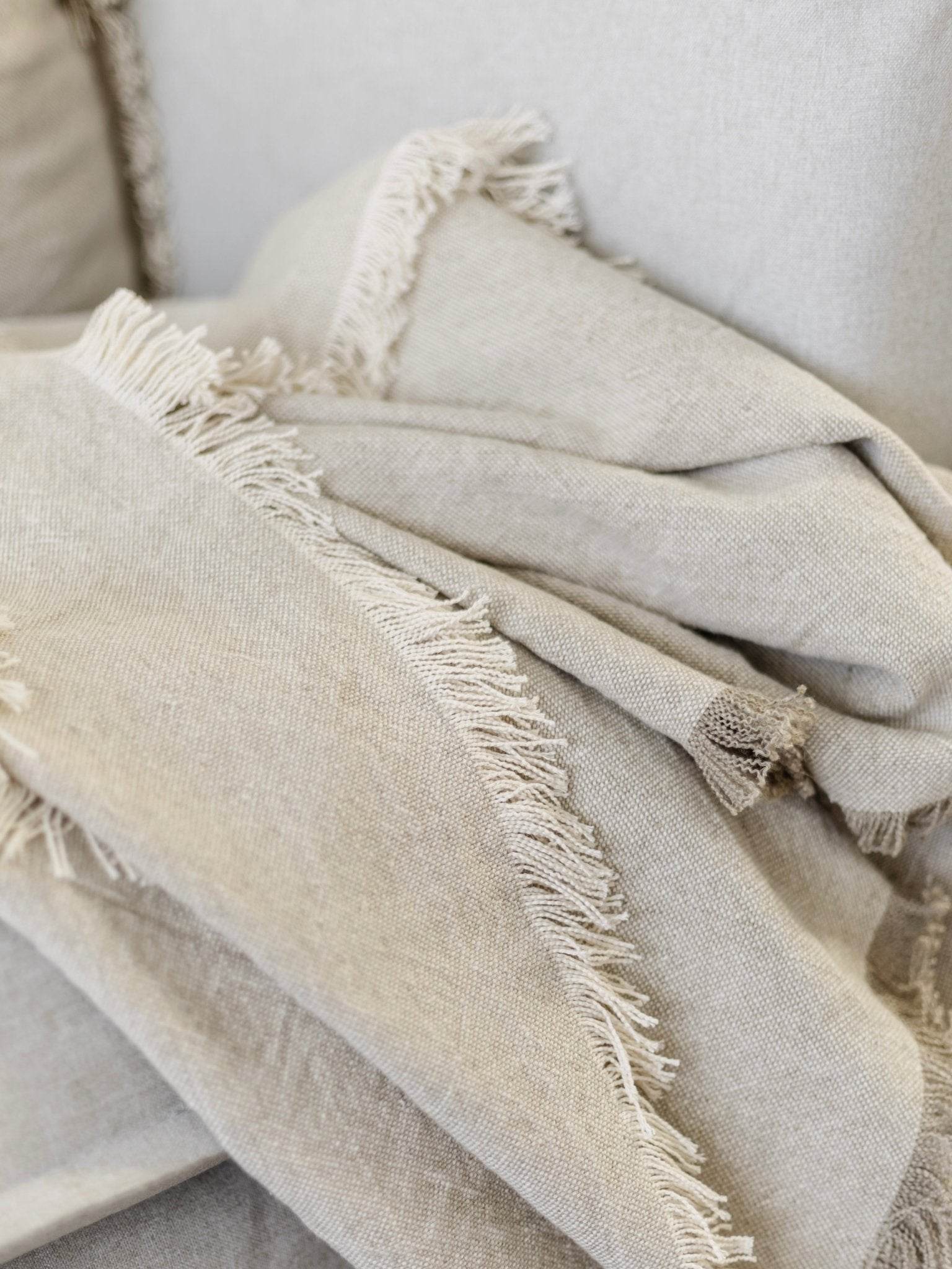 Riva French Linen Throw- Oatmeal/Natural - Wander & Wild Home