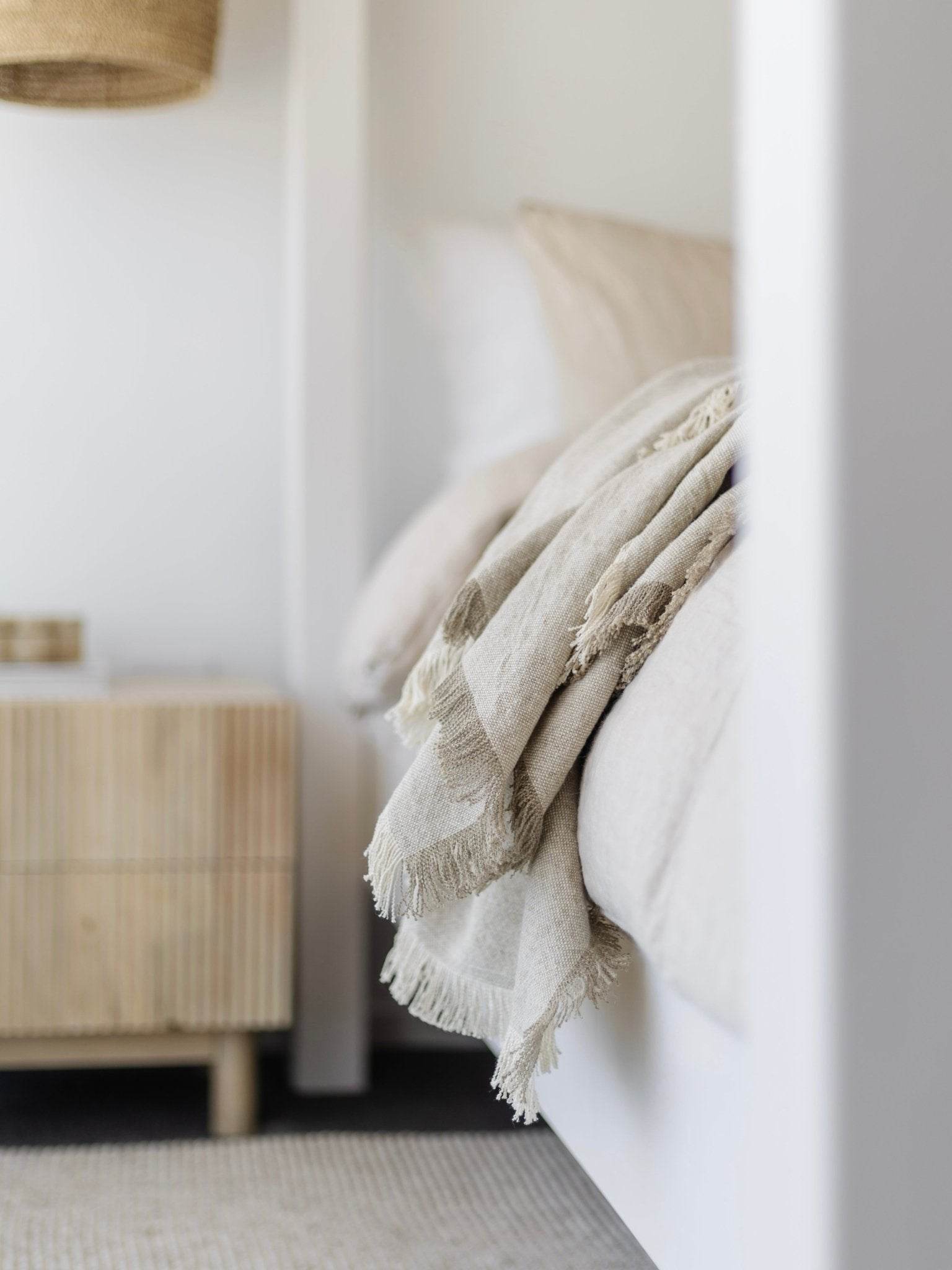 Riva French Linen Throw- Oatmeal/Natural - Wander & Wild Home