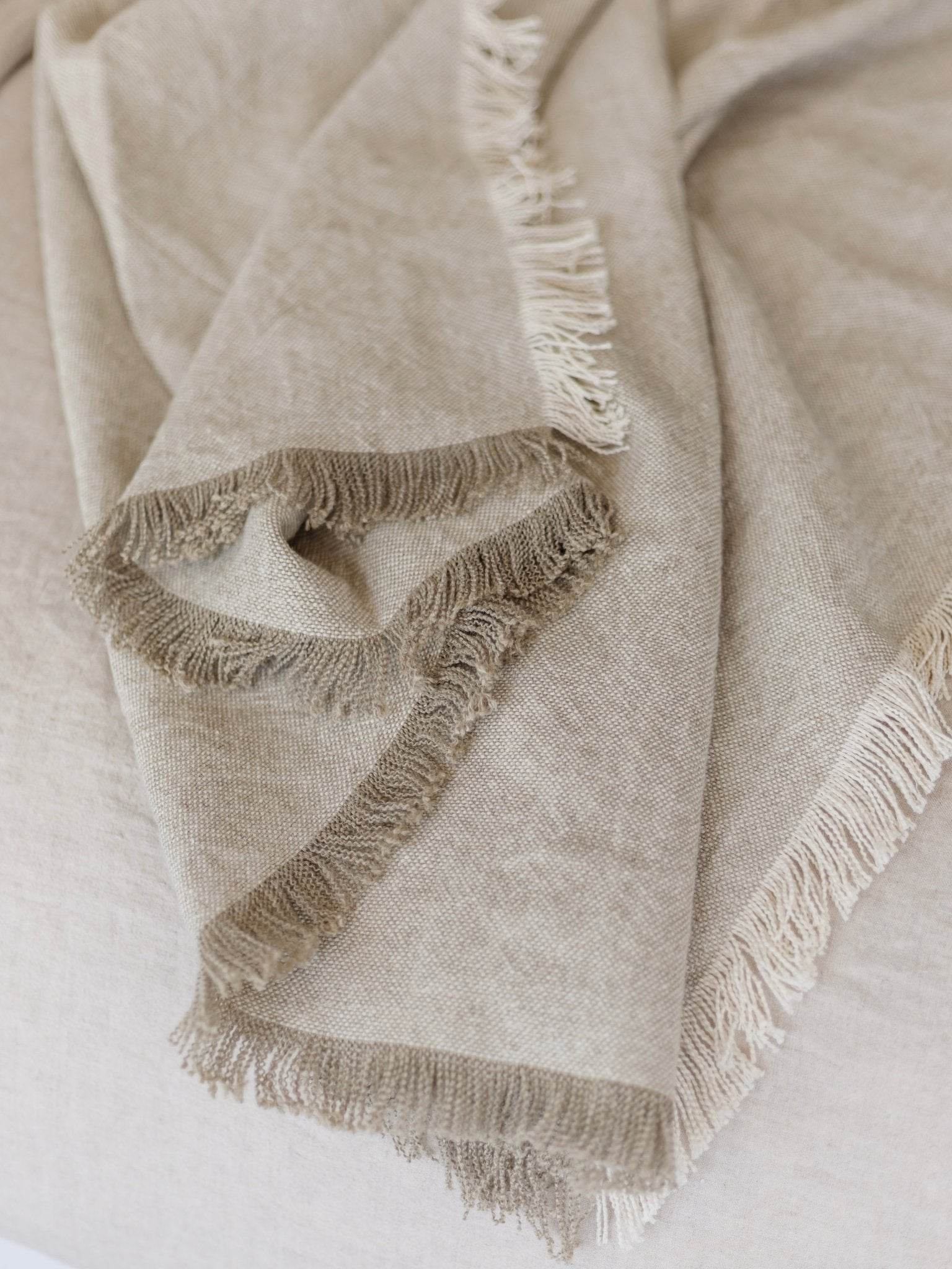 Riva French Linen Throw- Oatmeal/Natural - Wander & Wild Home