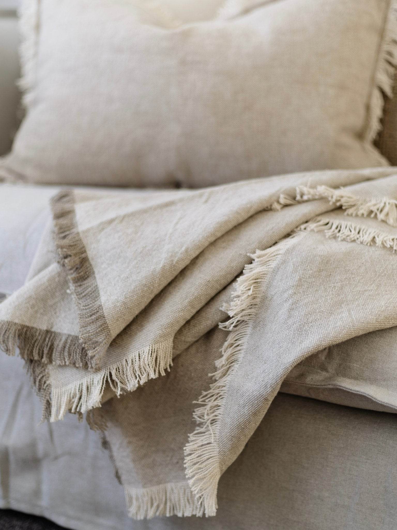 Riva French Linen Throw- Oatmeal/Natural - Wander & Wild Home