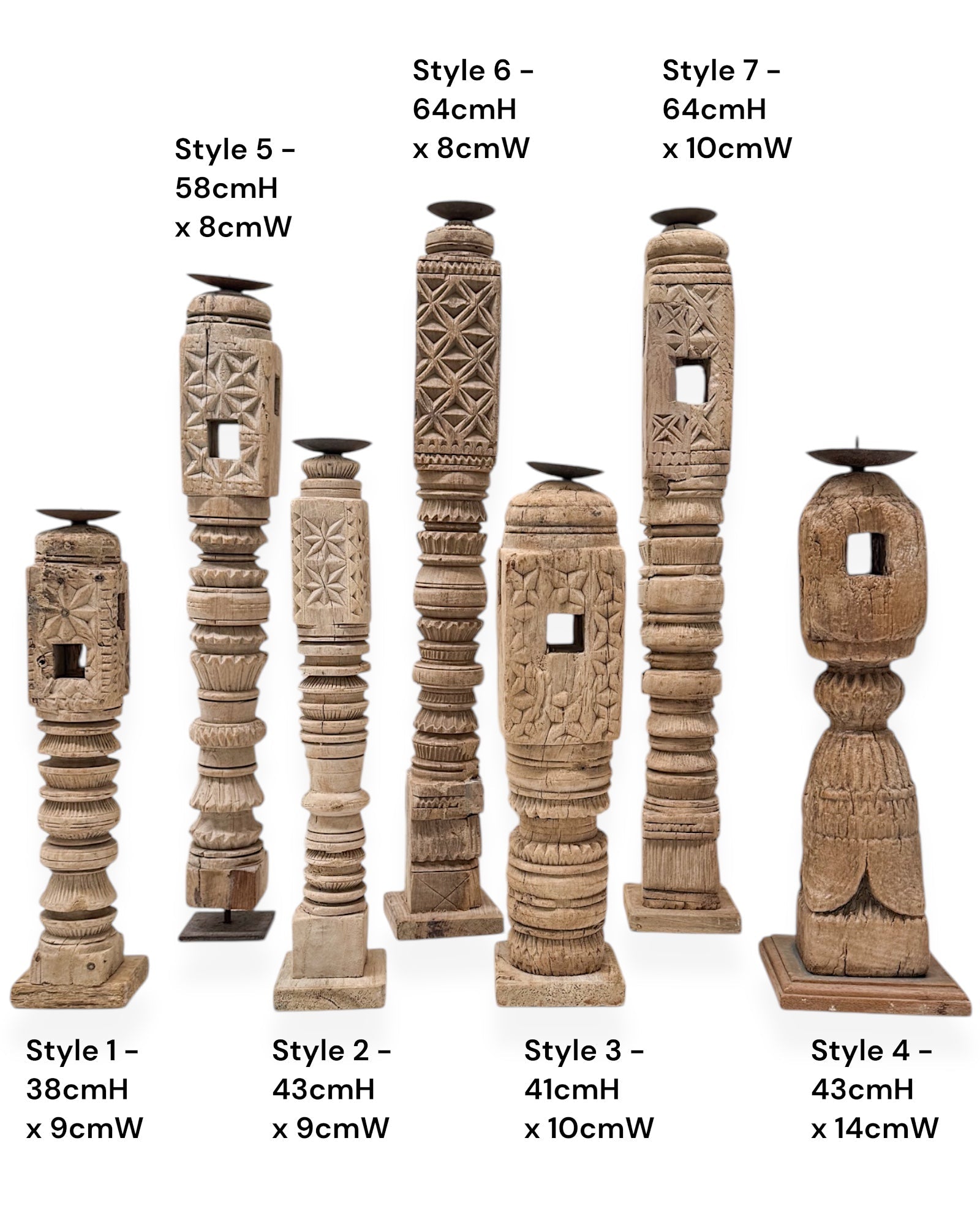 Vintage Indian Carved Candle Stand Pillar - Various - Wander & Wild Home