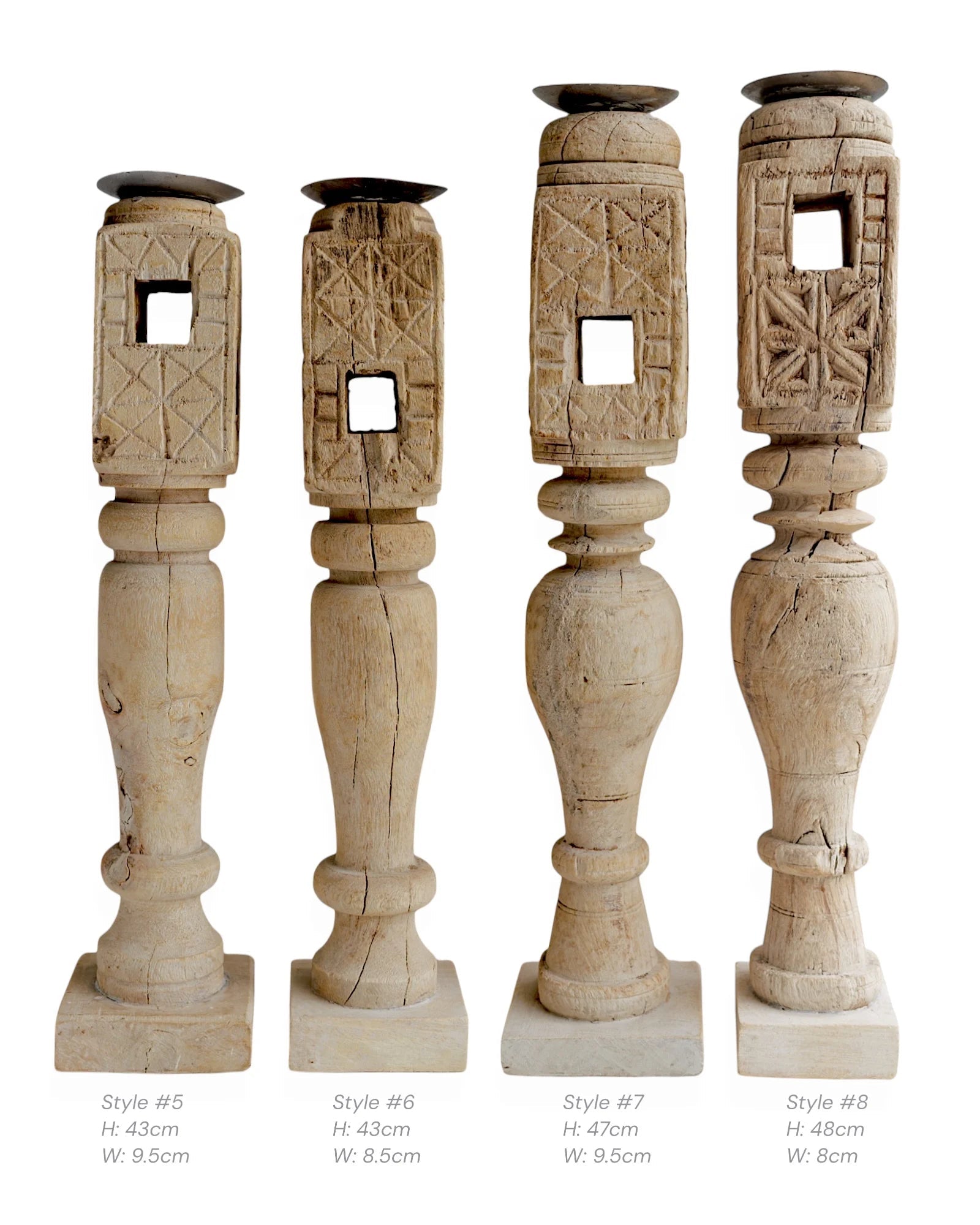 Vintage Indian Carved Candle Stand Pillar - Various - Wander & Wild Home