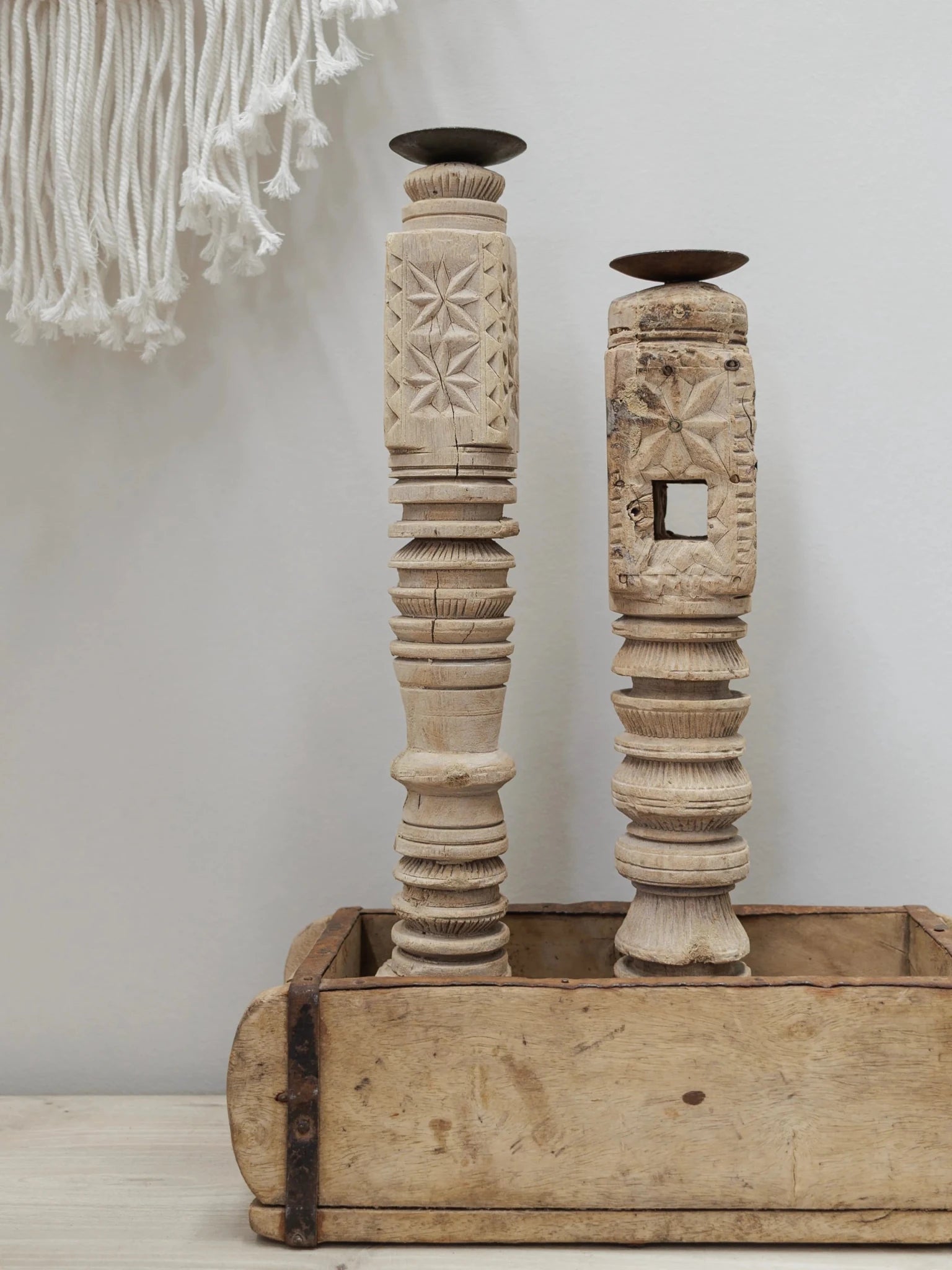 Vintage Indian Carved Candle Stand Pillar - Various - Wander & Wild Home