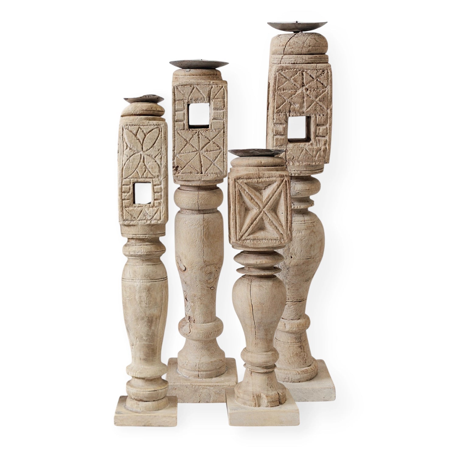 Vintage Indian Carved Candle Stand Pillar - Various - Wander & Wild Home