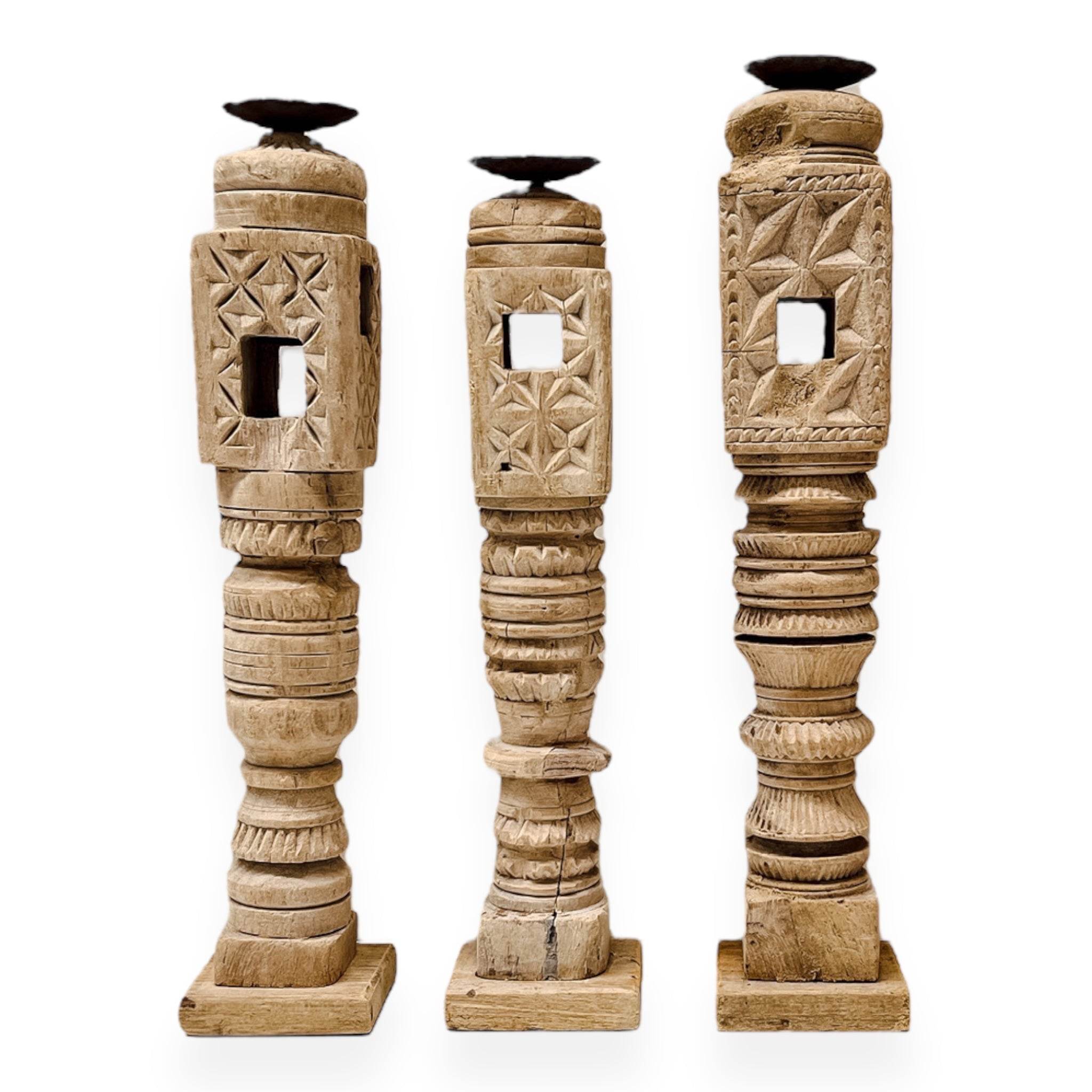 Vintage Indian Carved Candle Stand - Various - Wander & Wild Home