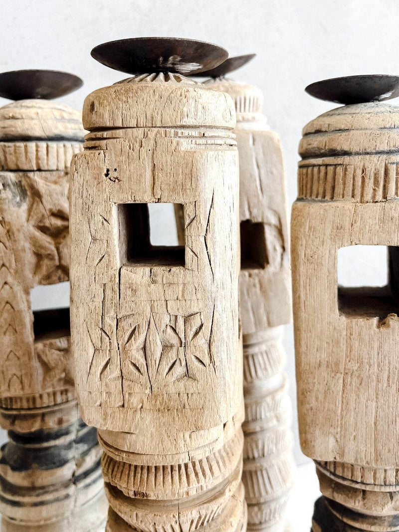 Vintage Indian Carved Candle Stand - Various - Wander & Wild Home