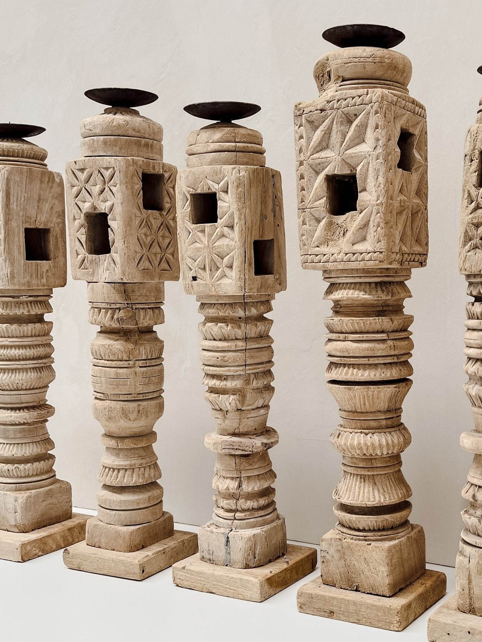 Vintage Indian Carved Candle Stand - Various - Wander & Wild Home