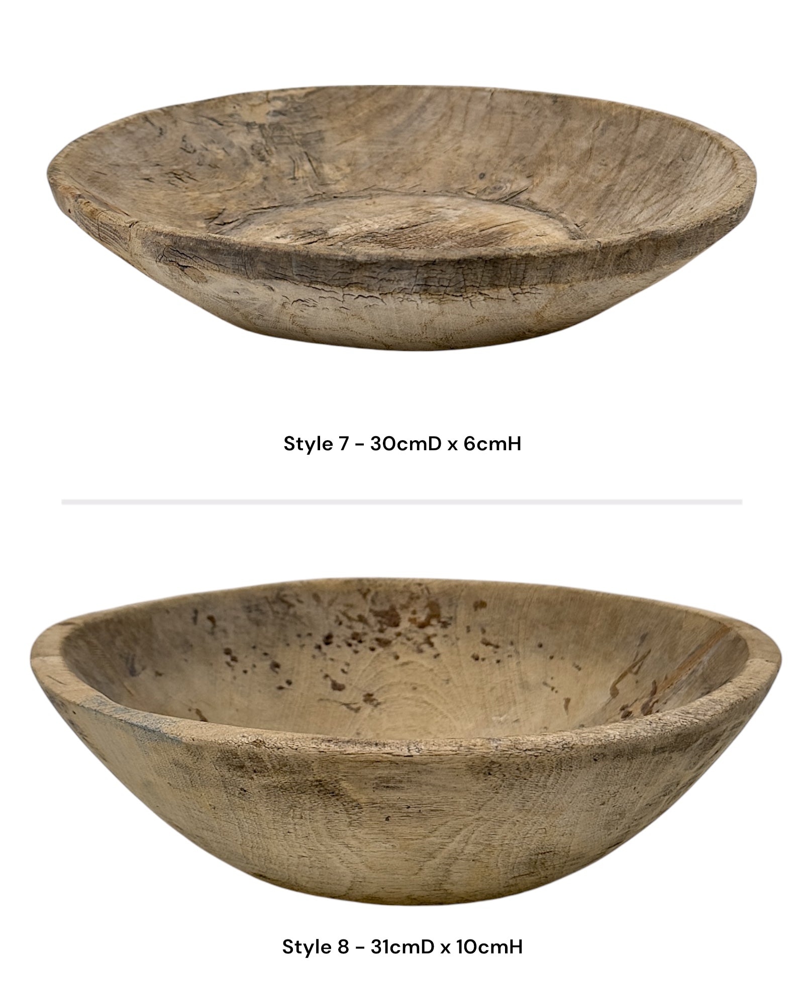 Vintage Indian Wooden Bowl - Bleached - Wander & Wild Home