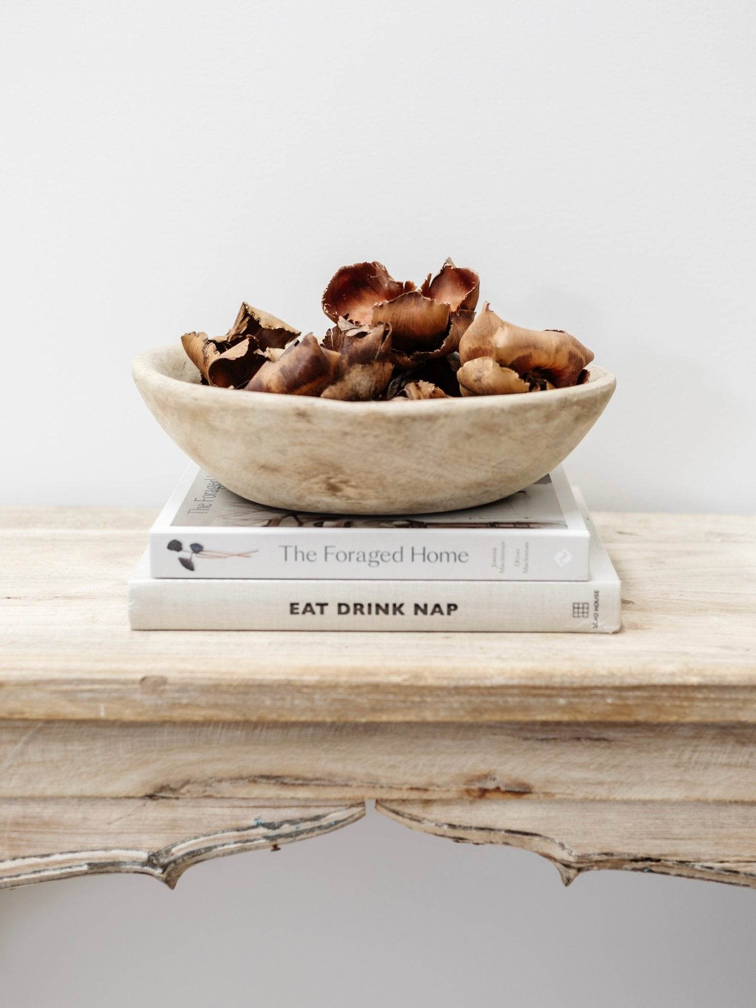 Vintage Indian Wooden Bowl -Bleached - Wander & Wild Home