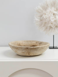 Vintage Indian Wooden Bowl -Bleached - Wander & Wild Home