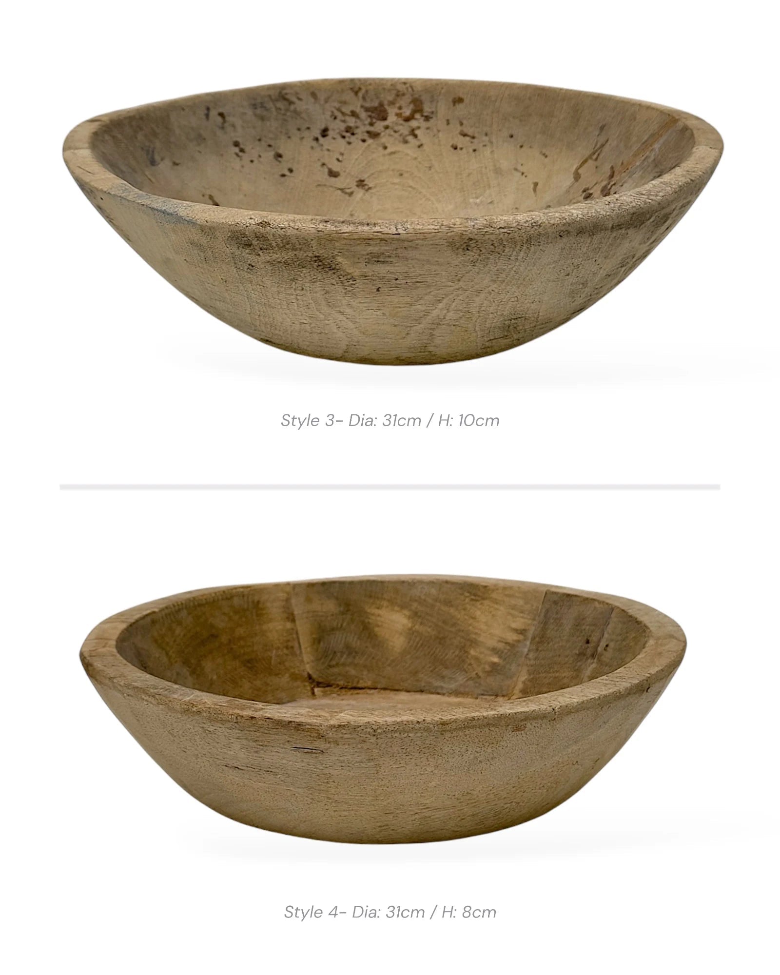 Vintage Indian Wooden Bowl - Bleached - Wander & Wild Home