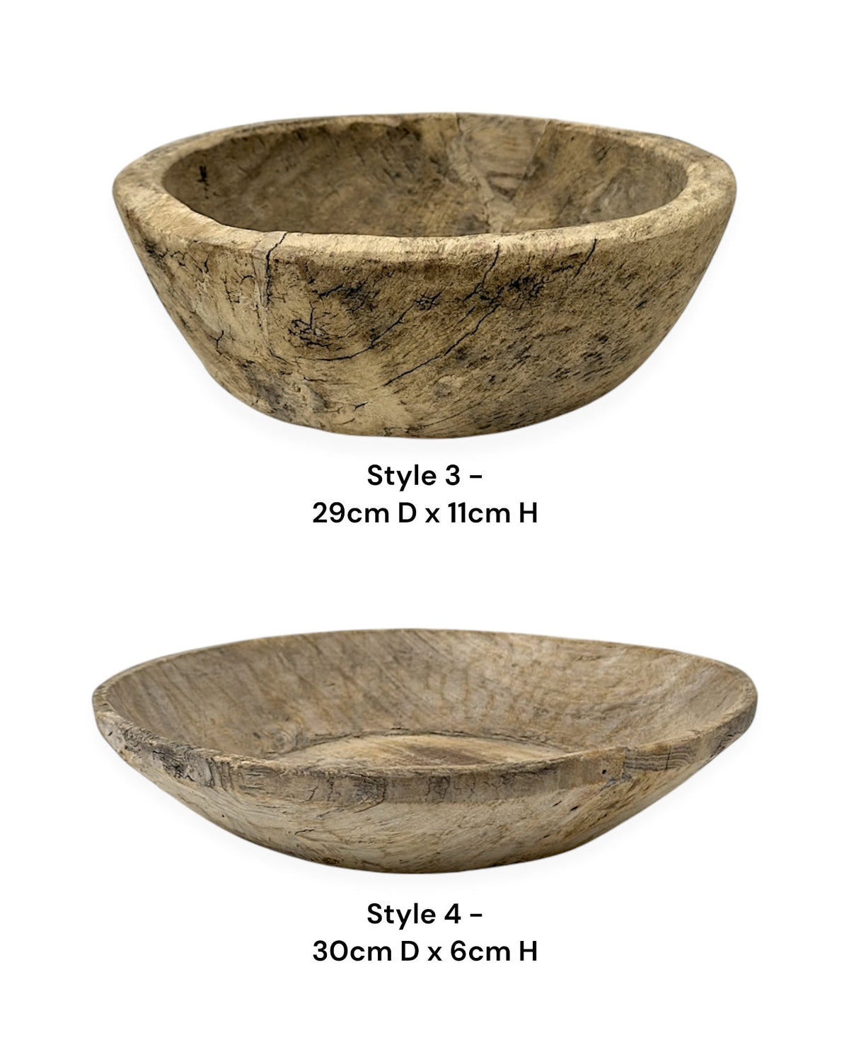 Vintage Indian Wooden Bowl - Bleached - Wander & Wild Home
