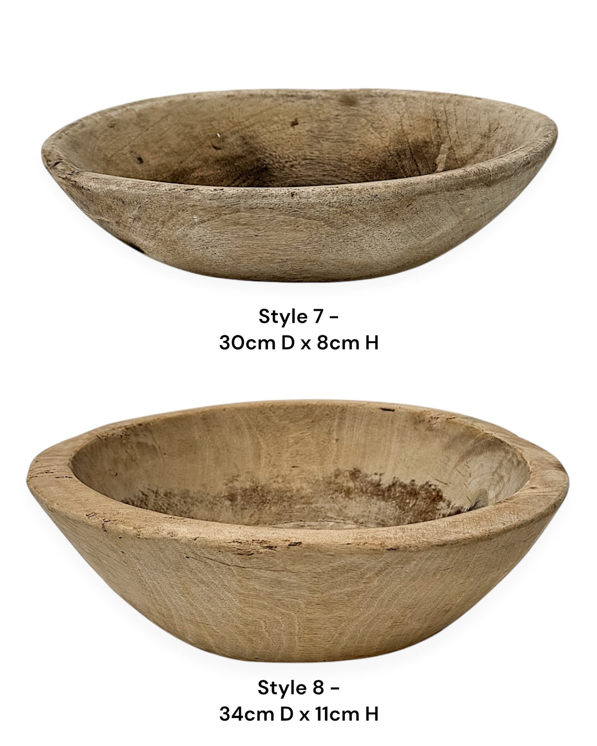 Vintage Indian Wooden Bowl - Bleached - Wander & Wild Home