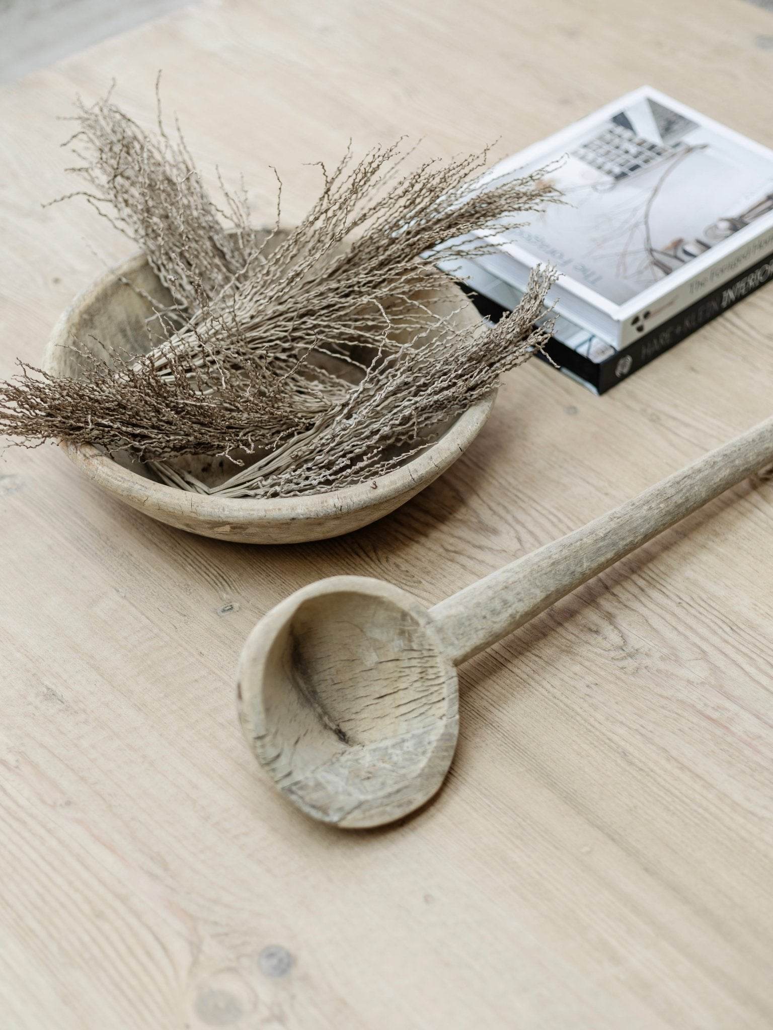 Vintage Indian Wooden Bowl -Bleached - Wander & Wild Home