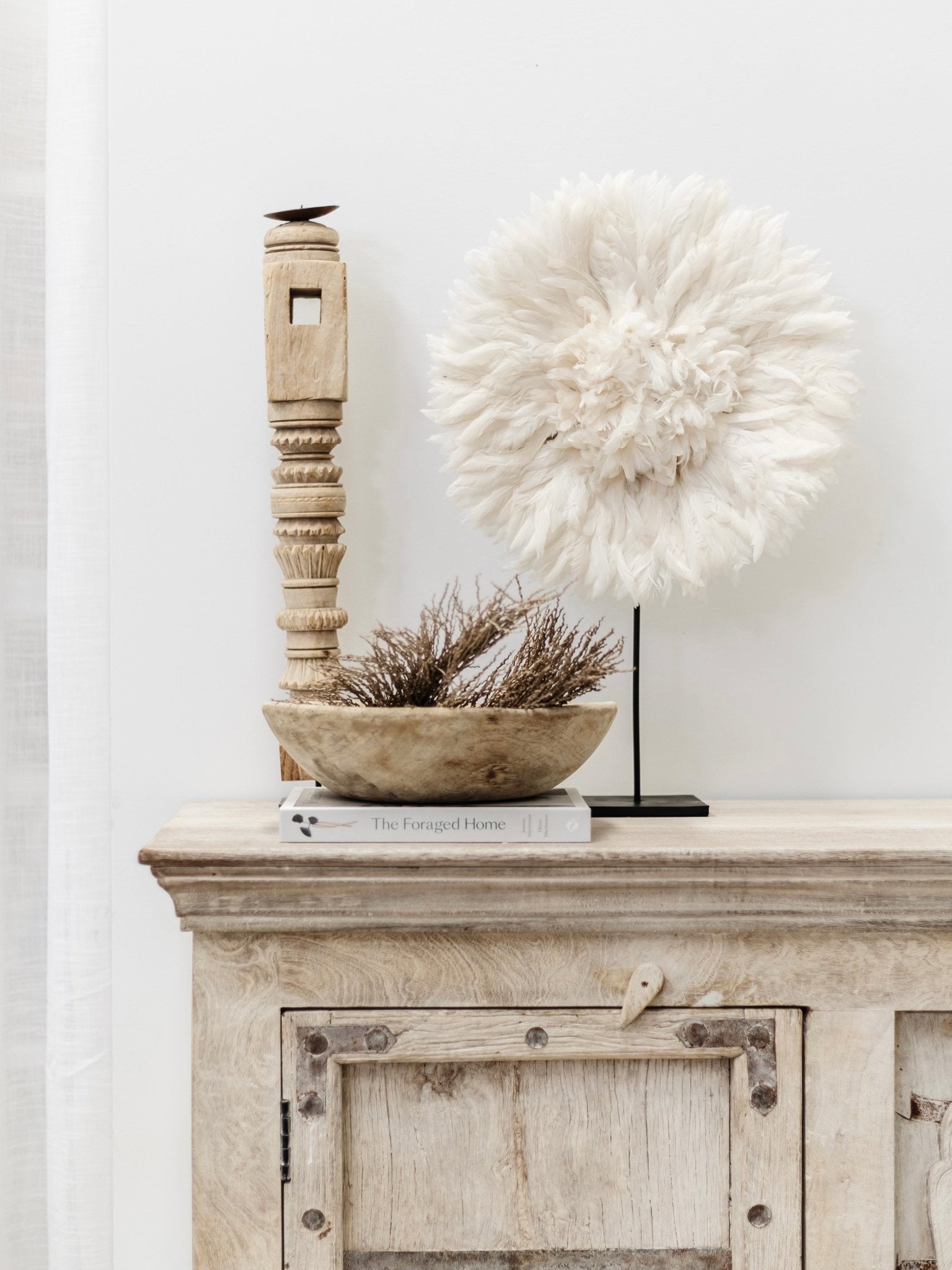 Vintage Indian Wooden Bowl - Bleached - Wander & Wild Home