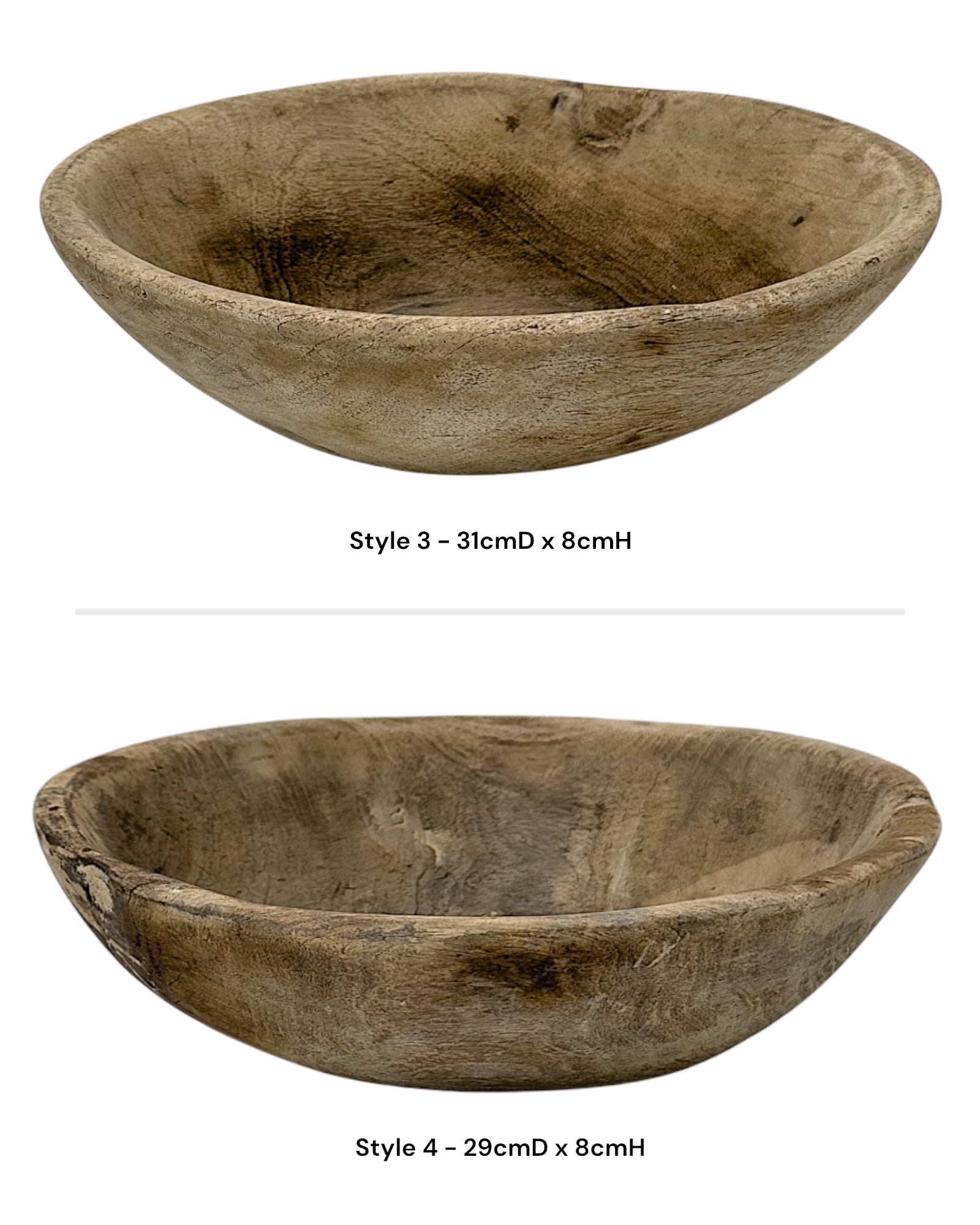 Vintage Indian Wooden Bowl - Bleached - Wander & Wild Home