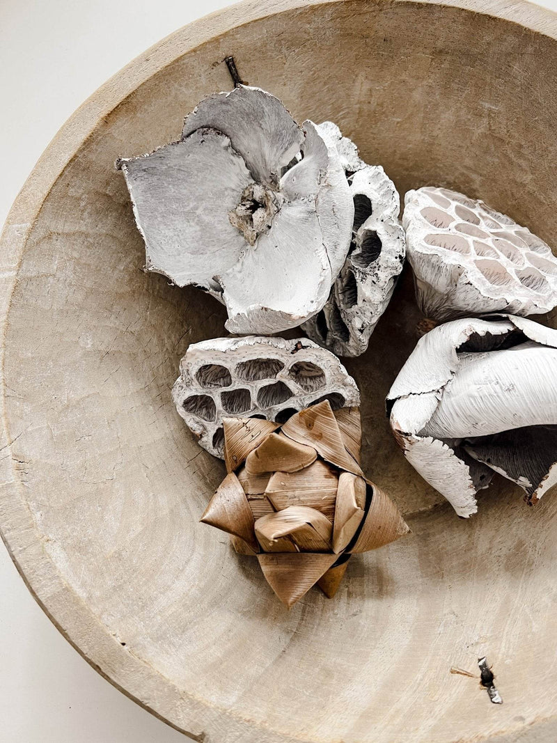 Vintage Indian Wooden Bowl -Bleached - Wander & Wild Home