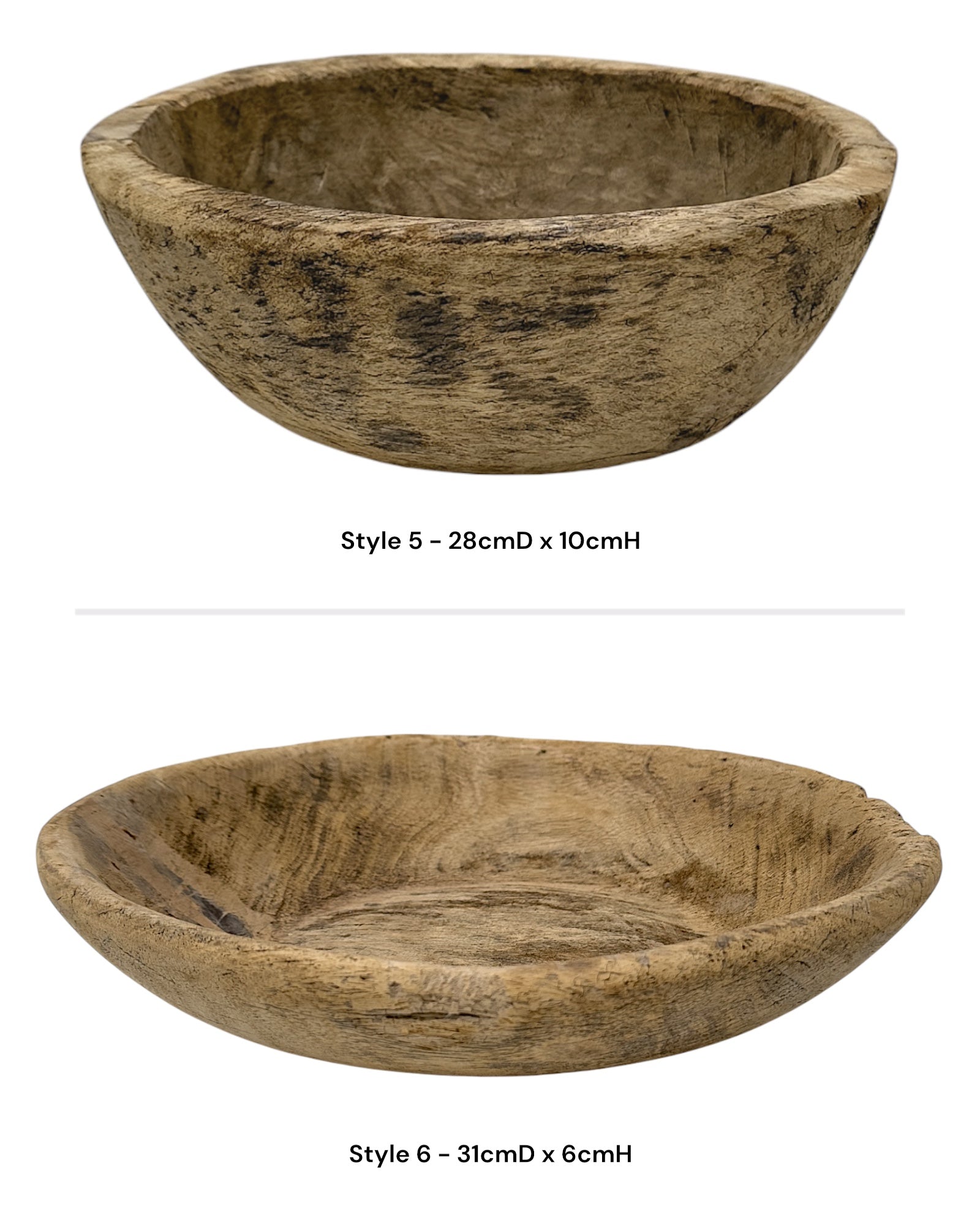 Vintage Indian Wooden Bowl - Bleached - Wander & Wild Home