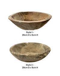 Vintage Indian Wooden Bowl - Bleached - Wander & Wild Home