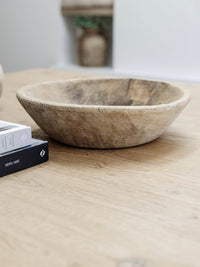 Vintage Indian Wooden Bowl -Bleached - Wander & Wild Home