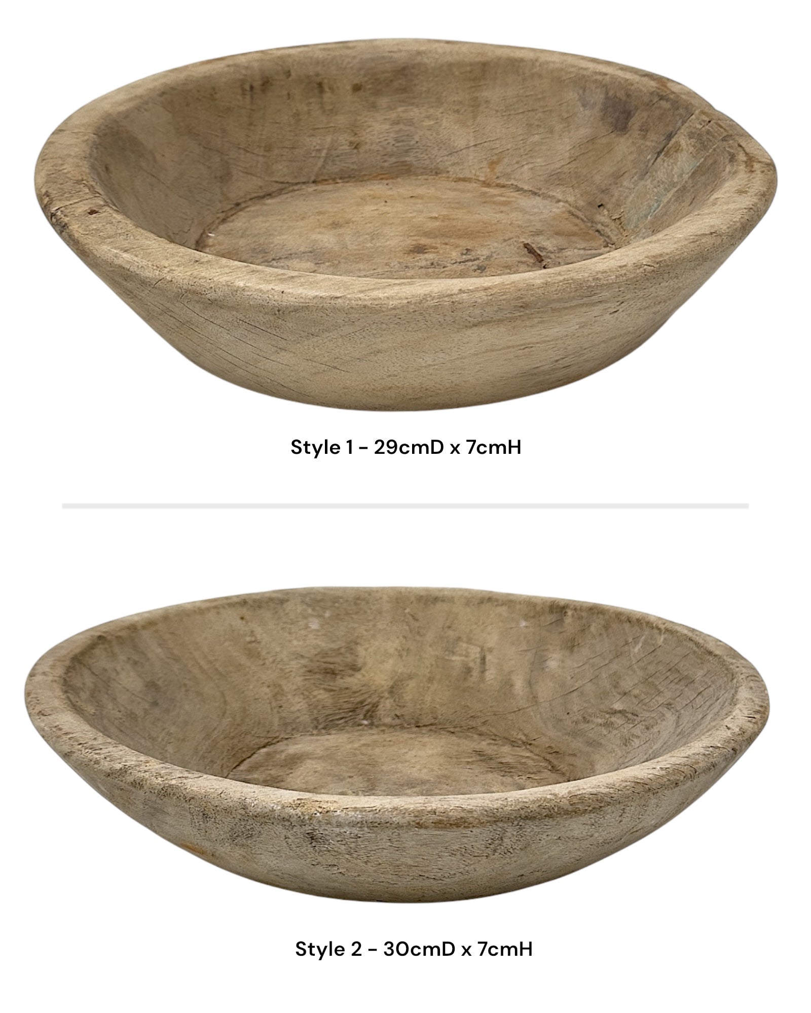Vintage Indian Wooden Bowl - Bleached - Wander & Wild Home