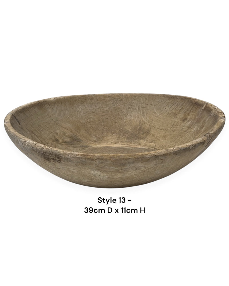 Vintage Indian Wooden Bowl - Bleached - Wander & Wild Home