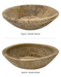 Vintage Indian Wooden Bowl - Bleached - Wander & Wild Home