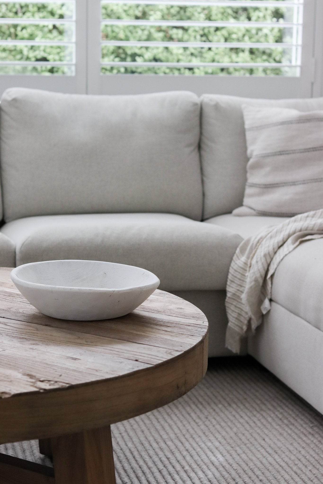 Vintage Indian Wooden Bowl -White - Wander & Wild Home