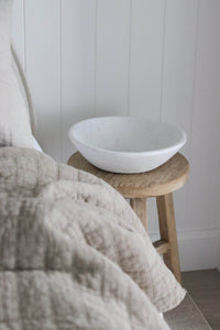 Vintage Indian Wooden Bowl -White - Wander & Wild Home