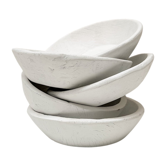 Vintage Indian Wooden Bowl - White - Wander & Wild Home
