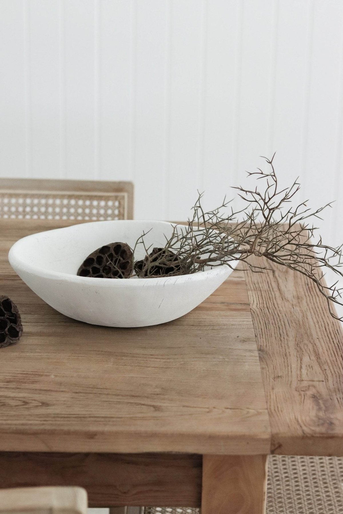 Vintage Indian Wooden Bowl -White - Wander & Wild Home