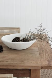 Vintage Indian Wooden Bowl -White - Wander & Wild Home