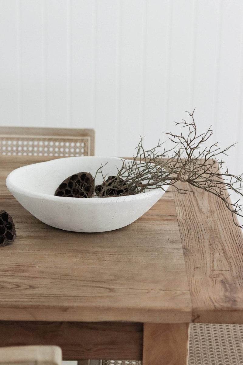 Vintage Indian Wooden Bowl -White - Wander & Wild Home