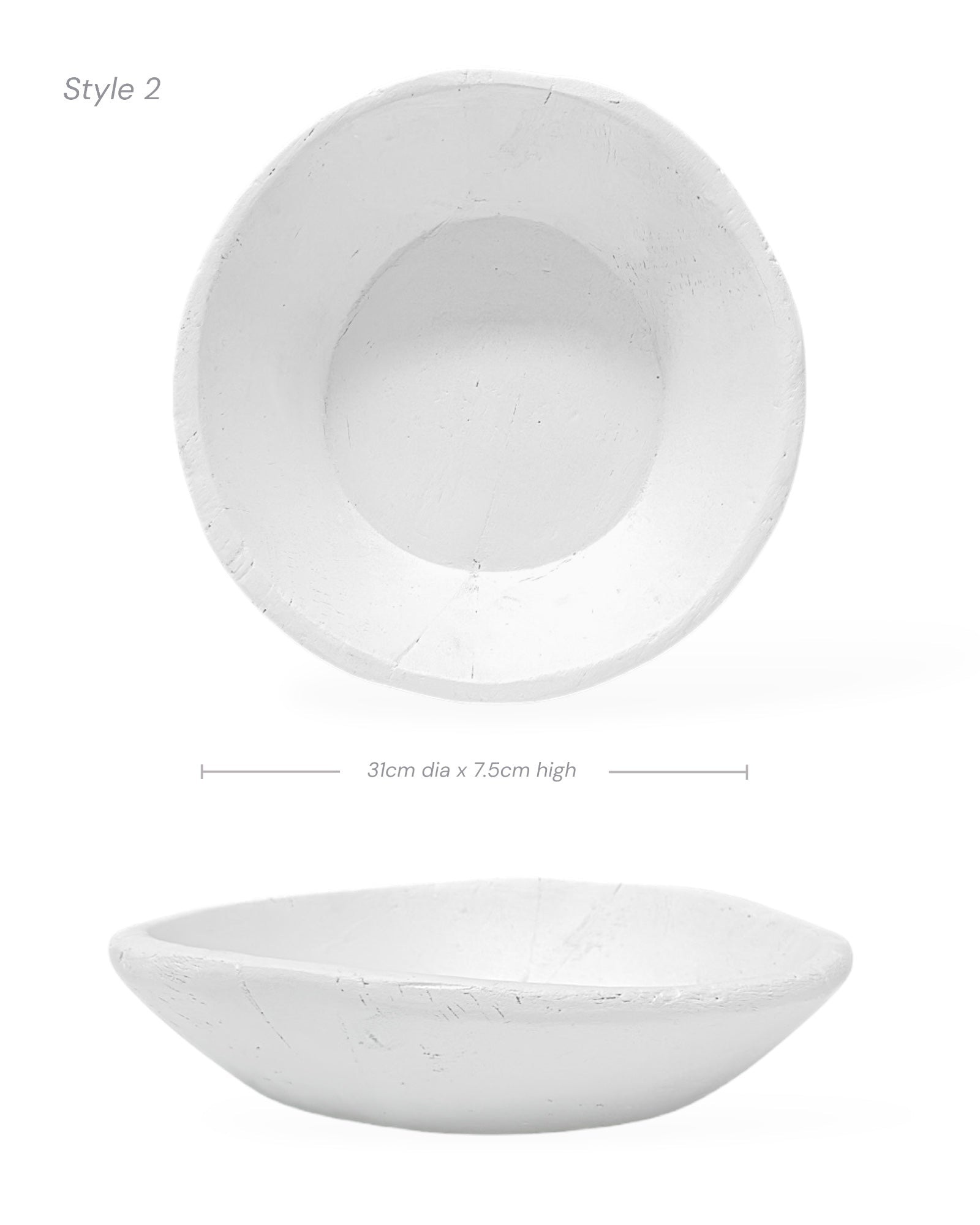 Vintage Indian Wooden Bowl - White - Wander & Wild Home