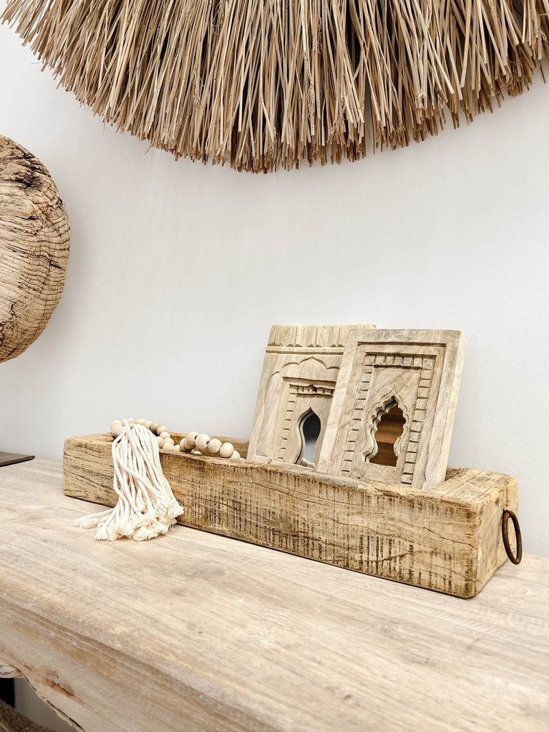 Vintage Indian Wooden Tray - Natural - Wander & Wild Home