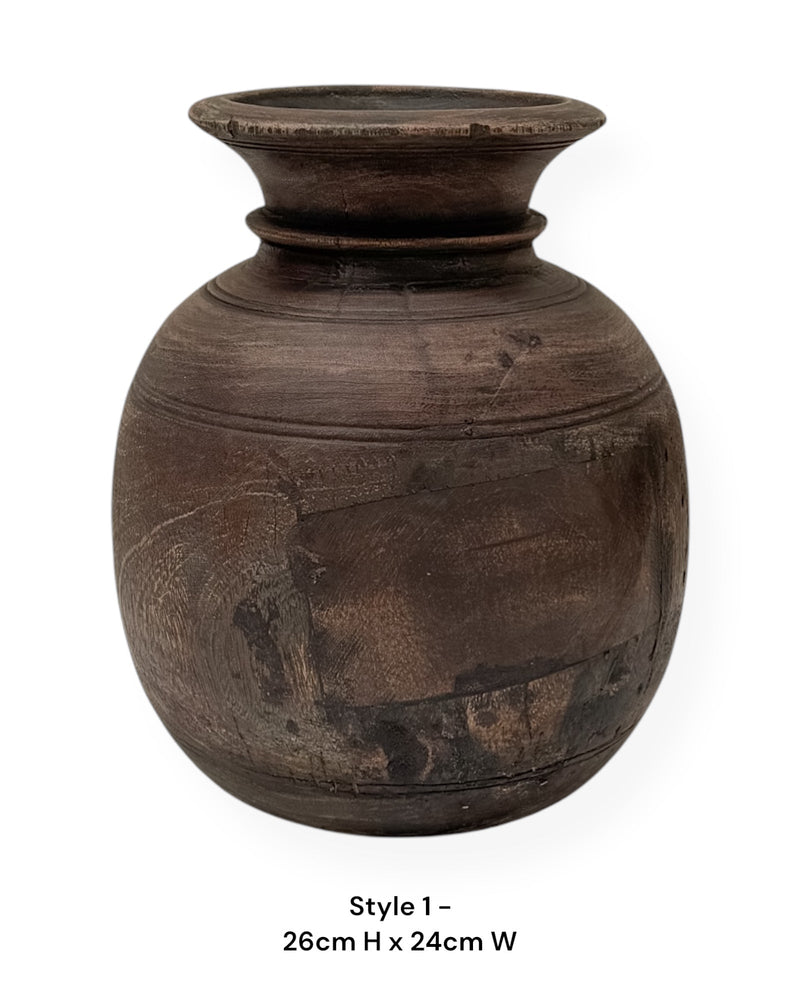 Vintage Matka Wooden Pot - Wabi - Wander & Wild Home