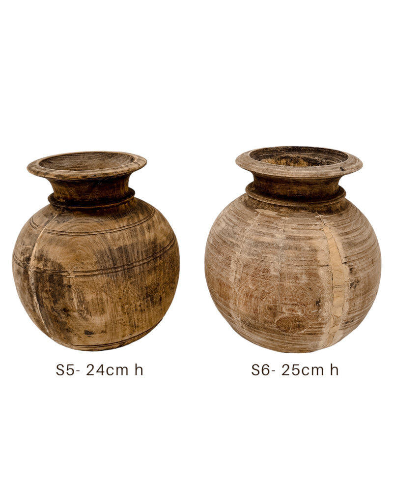 Vintage Matka Wooden Pot - Wander & Wild Home