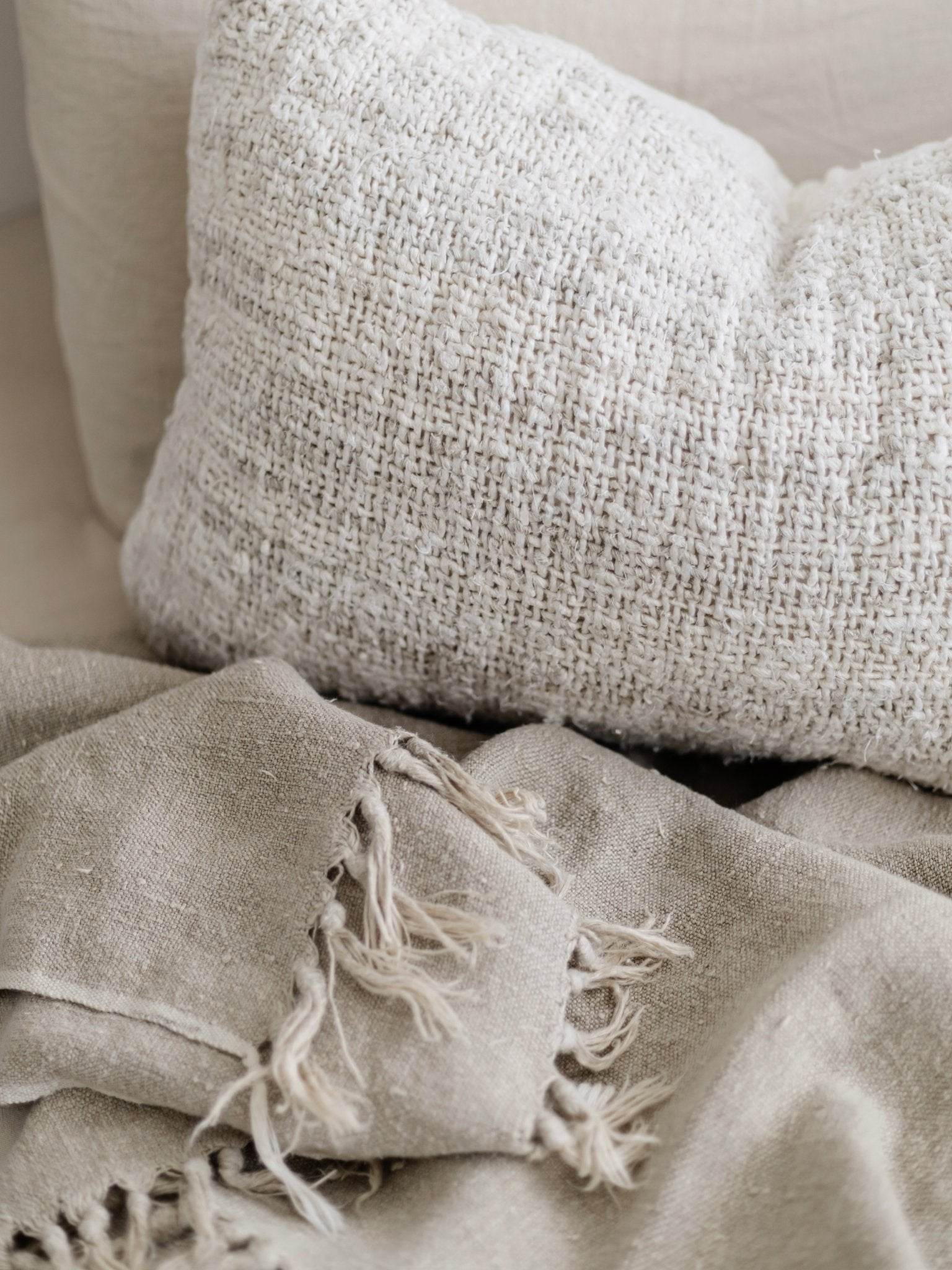 Wabi Recycled Linen Cushion -Ivory - Wander & Wild Home