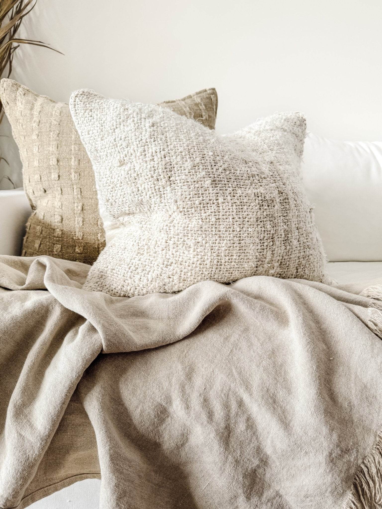Wabi Recycled Linen Cushion -Ivory - Wander & Wild Home
