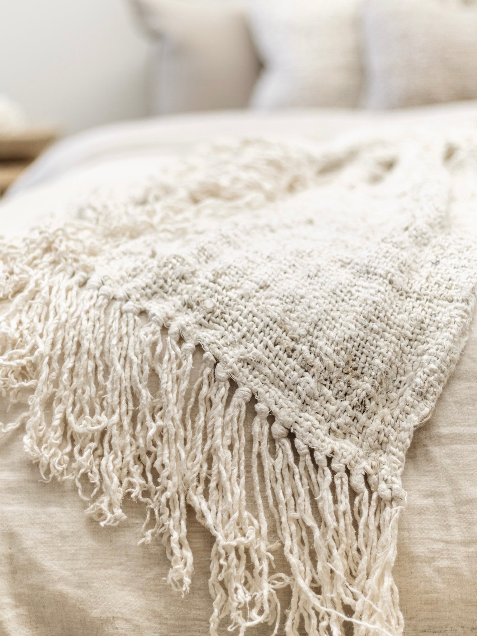 Wabi Recycled Linen Throw - Ivory - Wander & Wild Home