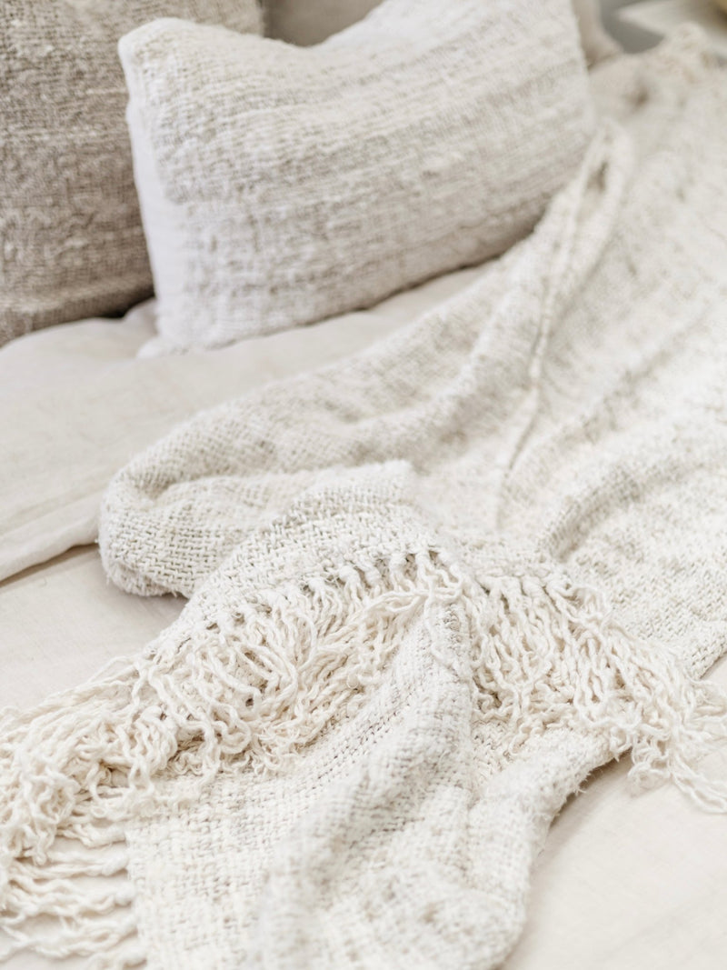 Wabi Recycled Linen Throw - Ivory - Wander & Wild Home