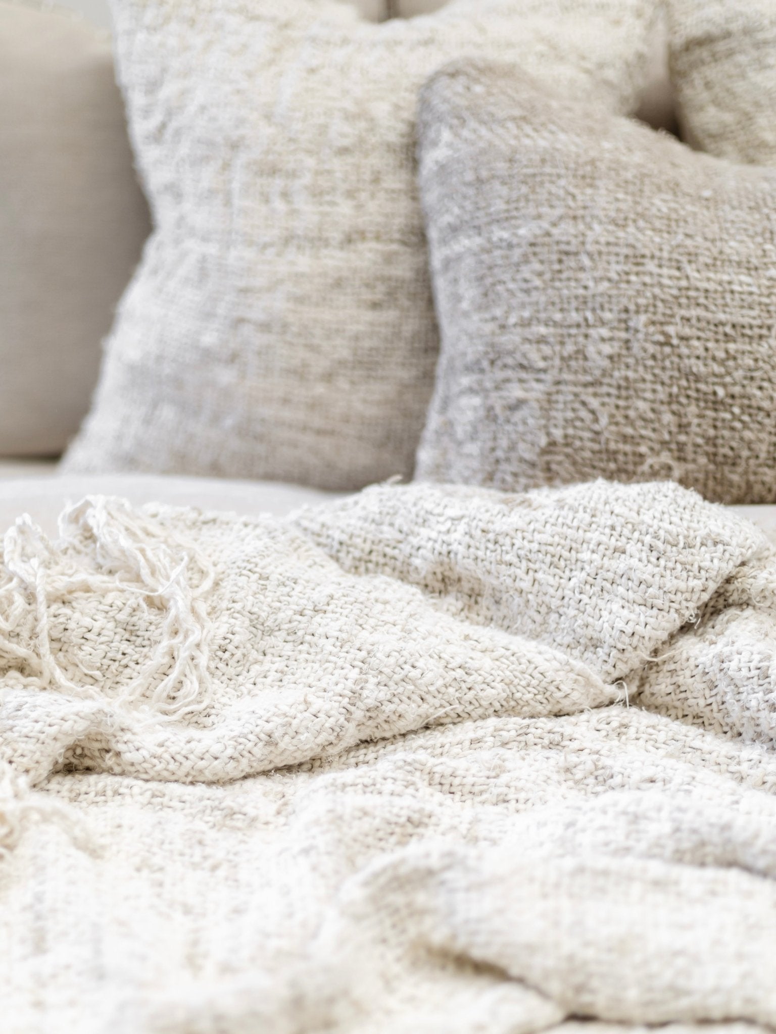 Wabi Recycled Linen Throw - Ivory - Wander & Wild Home