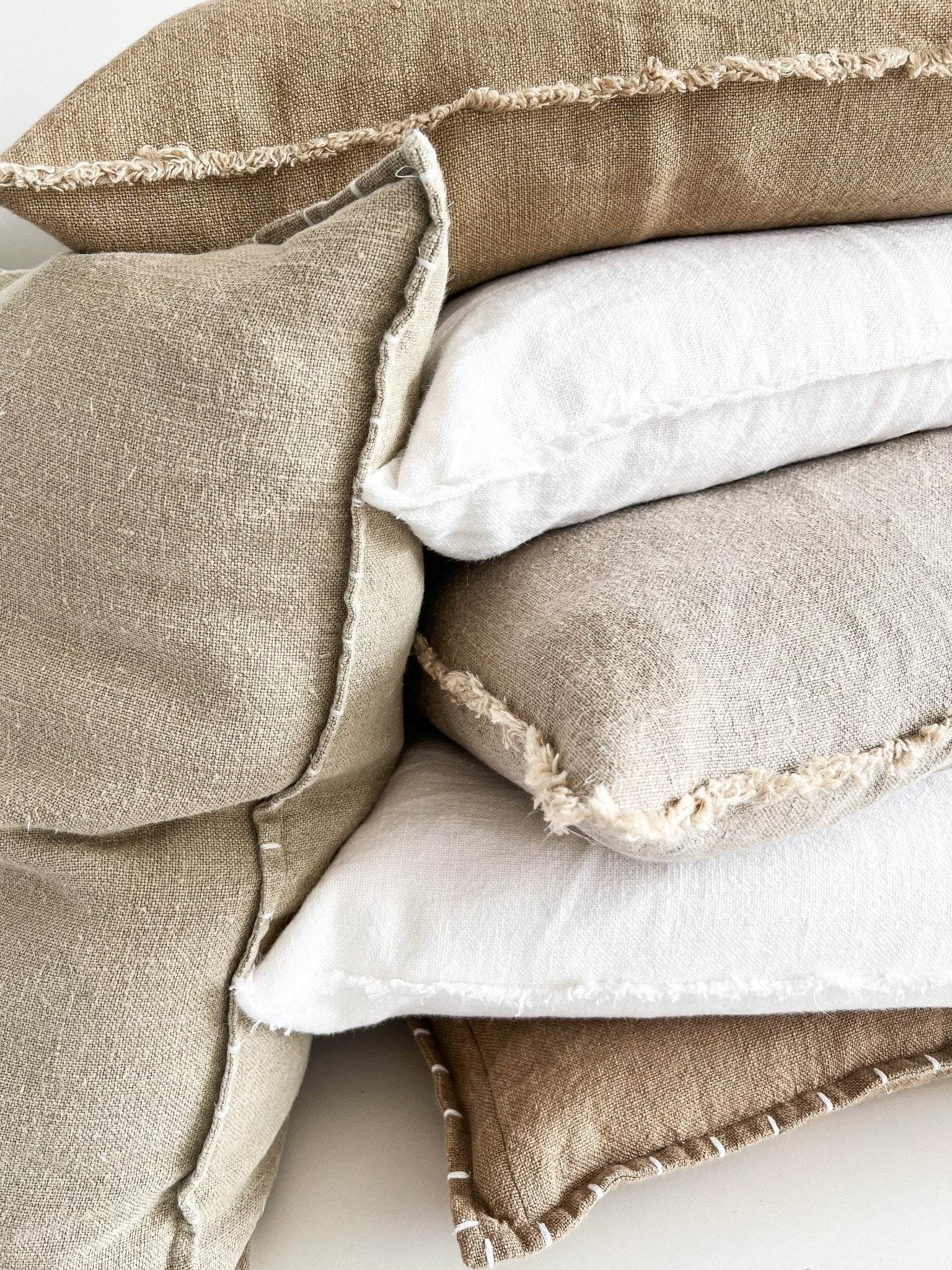 Aspire Stonewashed Linen Cushion - Natural - Wander & Wild Home
