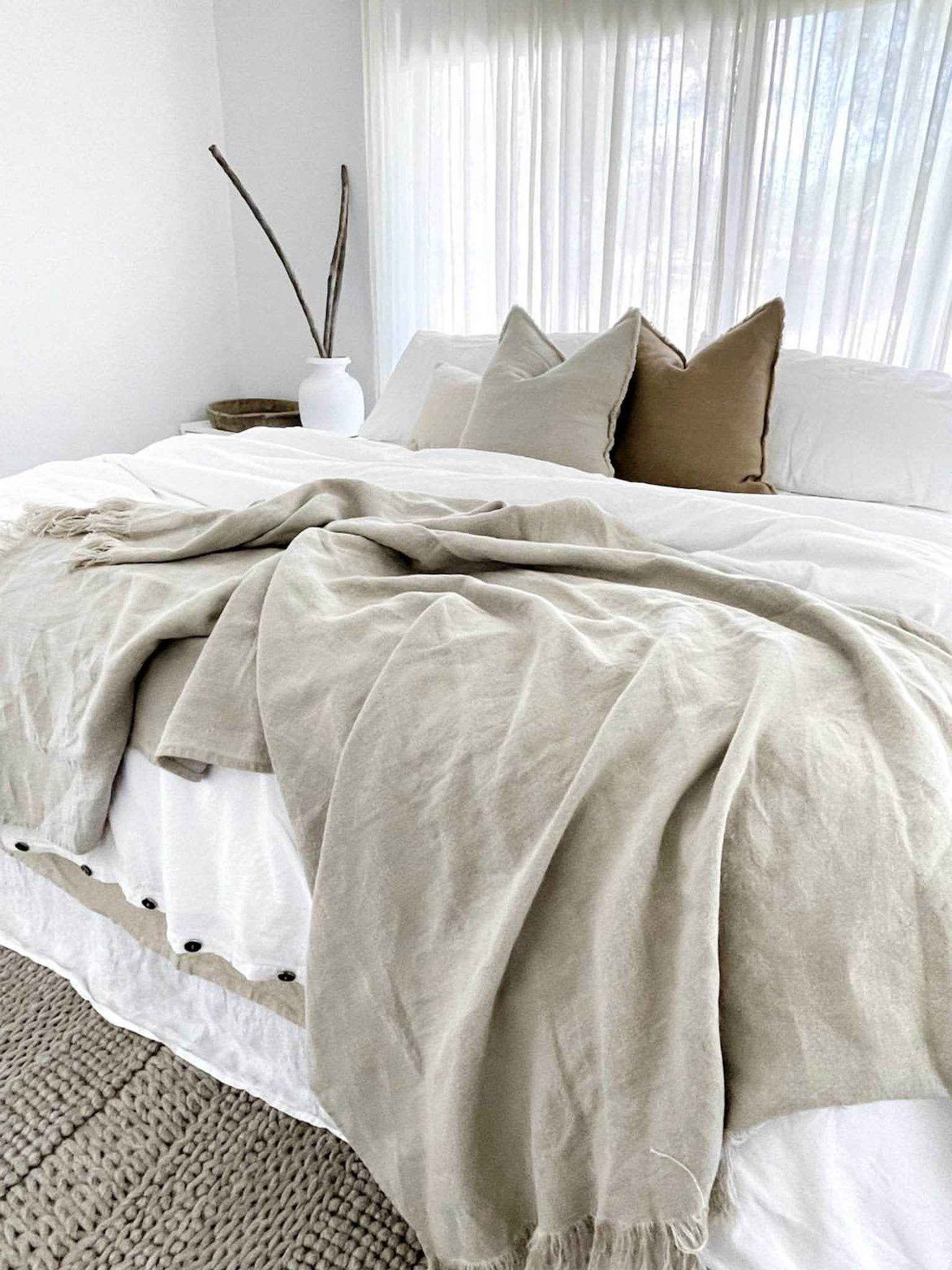 Aspire Stonewashed Linen Throw - Natural