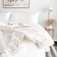 Classic Moroccan Pom Pom Throw - Crisp White - Wander & Wild Home